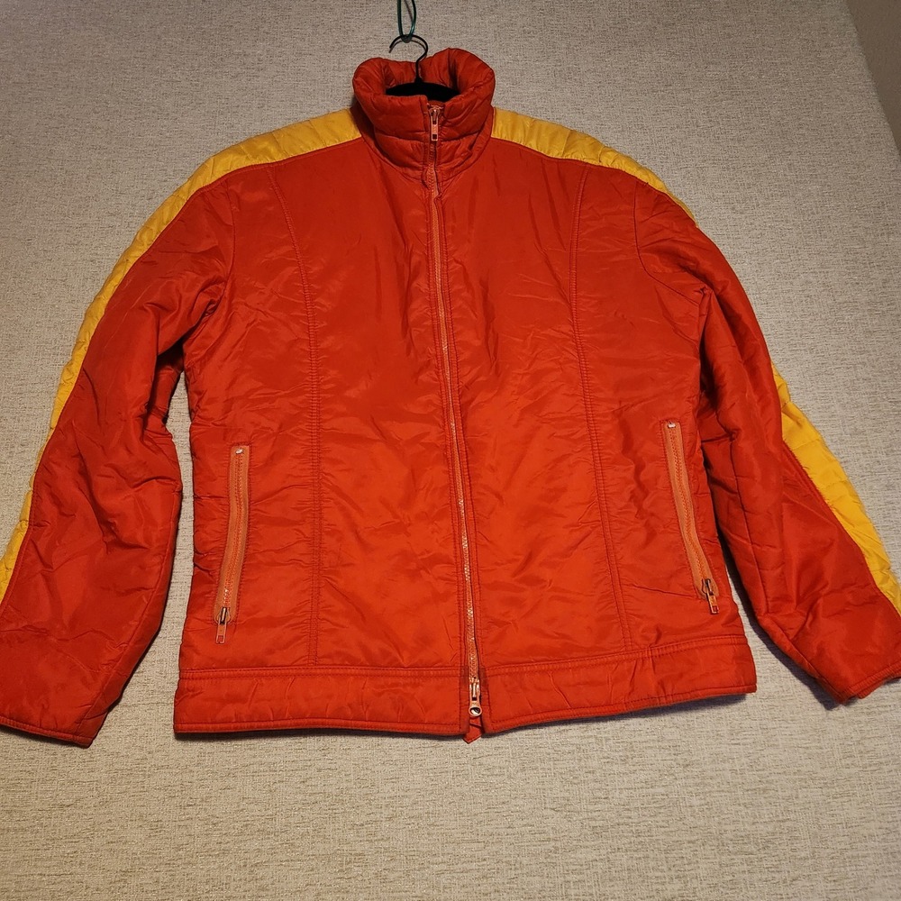 Sportcaster Down Jacket Men Large Orange Yellow Vintage 70s 80s Ski Puffer